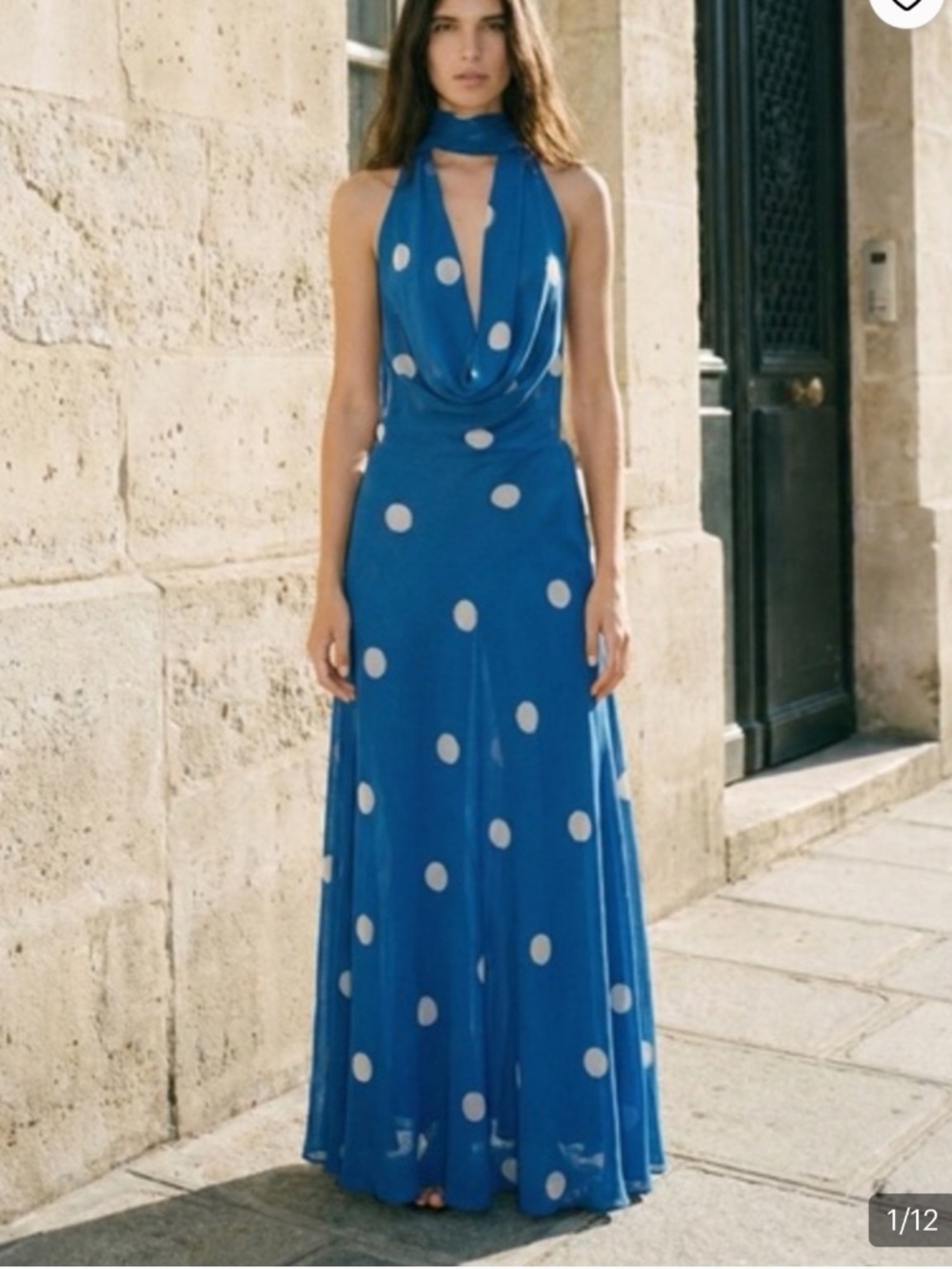 Zara Blue Poka Dot Scarf Dress